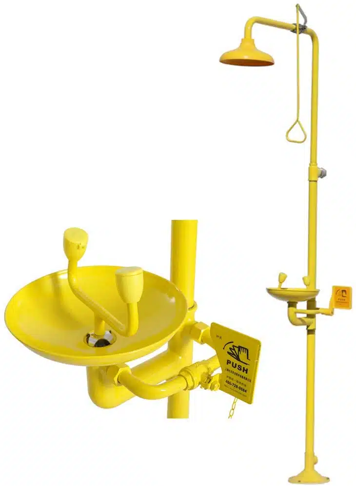 eyewash and safety shower stations — Formetco industrial eyewash station and safety shower for workplace compliance.